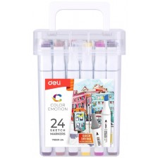 Комплект маркери Deli Color Emotion - E70801-24, двувърхи, 24 цвята -1
