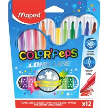 Комплект флумастери Maped Color Peps - Long Life, 12 цвята -1
