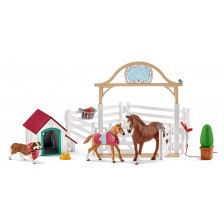 Комплект фигурки Schleich Farm World Horses - Кончетата на Хана и кучето Руби