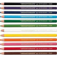 Комплект цветни моливи Uni Dermatograph - 12 броя -1