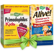 Комплект Nature's Way - Primadophilus Kids & Alive Multi-Vitamin, 2 х 30 таблетки