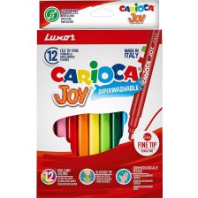Комплект суперизмиваеми флумастери Carioca Joy - 12 цвята -1