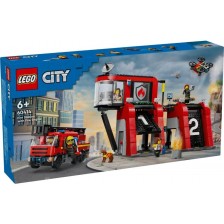 Конструктор LEGO City - Пожарна станция с пожарен камион (60414)