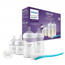 Комплект за новородено от 4 броя шишета Philips Avent - Natural Response 3.0, четка и залъгалка (0-3m) -1