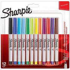 Комплект перманентни маркери Sharpie - Ultra Fine, 12 цвята -1