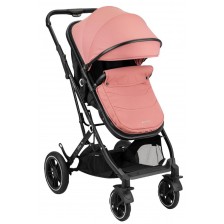 Комбинирана бебешка количка 3 в 1 KikkaBoo - Alba, с трансформираща седалка, розова