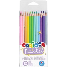 Комплект цветни моливи Carioca - Pastel, 12 цвята -1