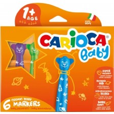 Комплект маркери Carioca Baby - Teddy, 6 цвята