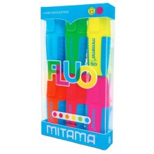 Комплект мини текстмаркери Mitama - Fluo, 6 цвята -1