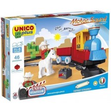 Конструктор за деца Unico Plus - Влакче с батерии -1