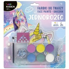 Комплект боички за лице и аксесоари Kidea - Unicorn, 6 цвята