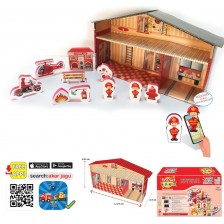 Комплект говорещи играчки Jagu - Пожарна и къща, 13 части -1