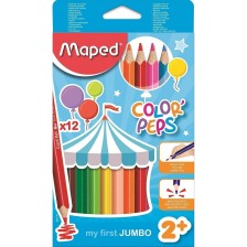 Комплект цветни моливи Maped Color Peps - My First Jumbo, 12 цвята -1