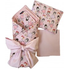 Комплект за количка с порт бебе Niki's Dreams - Розови балерини -1