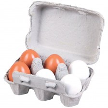 Комплект Lelin - Дървени яйца, 6 броя