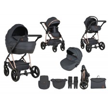 Комбинирана бебешка количка 3 в 1 Moni - Florence, черна