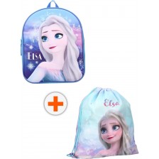 Комплект за детска градина Vadobag Frozen II - Раница и спортна торба, Elsa, синьо и лилаво