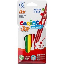 Комплект суперизмиваеми флумастери Carioca Joy - 6 цвята -1