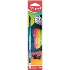 Комплект моливи Maped Black'Peps - Energy, HB, 6 броя -1