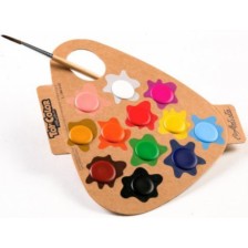 Комплект водни бои Toy Color - 12 цвята, с палитра -1