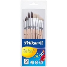 Комплект обли и плоски четки за рисуване Pelikan Starter – 10 броя -1