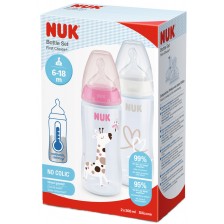 Комплект шишета Nuk First Choice - TC, 2 х 300 ml, за момиче