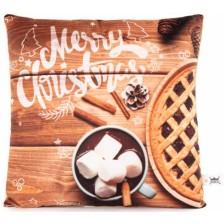 Коледна възглавничка Амек Тойс - Merry Christmas, топъл шоколад, 36 cm