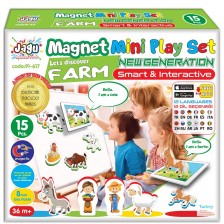 Комплект Jagu - Магнитни говорещи играчки, ферма, 15 части