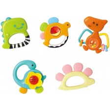 Комплект бебешки дрънкалки Hola Toys - Динозаври, 5 броя