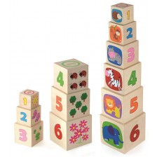 Комплект кубчета Viga - Цифри и животни -1