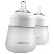 Комплект силиконови бутилки Nanobebe - Flexy, 270 ml, 2 броя, бели -1
