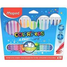 Комплект флумастери Maped Color Peps - Long Life, 18 цвята