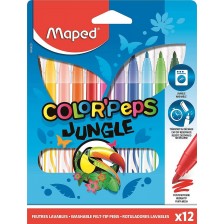 Комплект флумастери Maped Color Peps - Jungle, 12 цвята