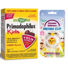 Комплект Nature's Way - Primadophilus Kids, 30 таблетки + Репелентен клипс Aroma Defence -1
