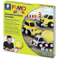 Комплект полимерна глина Staedtler Fimo Kids - Строителни камиони