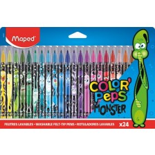 Комплект флумастери Maped Color Peps - Monster, 24 цвята