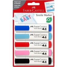 Комплект маркери за текстил Faber-Castell - 5 цвята, парти -1