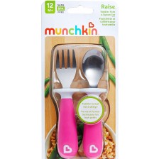 Комплект прибори за хранене Munchkin 2 броя, розови -1
