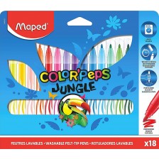 Комплект флумастери Maped Color Peps - Jungle, 18 цвята -1