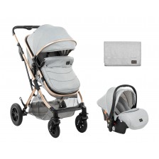 Комбинирана детска количка KikkaBoo - Kaia, 3 в 1, Light Grey -1