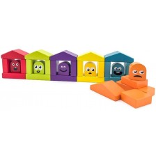 Комплект дървени блокчета Cubika - Цветни къщички -1
