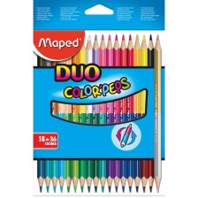 Комплект цветни моливи Maped Color Peps - Duo, 18 броя, 36 цвята -1