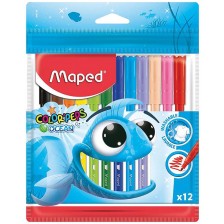 Комплект флумастери Maped Color Peps - Ocean Life, 12 цвята