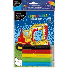 Комплект за оцветяване Kidea - Превозни средства, с маркери и печати