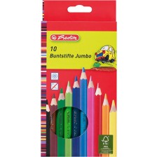 Комплект цветни моливи Herlitz - Jumbo, 10 броя -1