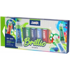 Комплект темперни бои Junior - Brillio, 10 цвята х 12 ml -1