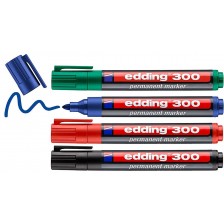Комплект перманентни маркери Edding 300 - 4 цвята -1
