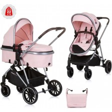 Комбинирана бебешка количка Chipolino - Аура, фламинго -1