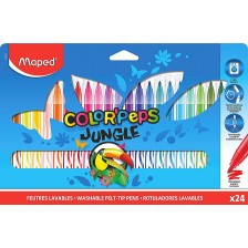 Комплект флумастери Maped Color Peps - Jungle, 24 цвята