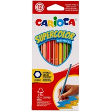 Комплект цветни моливи Carioca - Supercolor Hexagon, 12 цвята